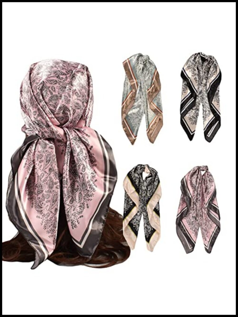 Silk Feel Satin Head Scarves Large Square Bandana Neck Scarf Shawl